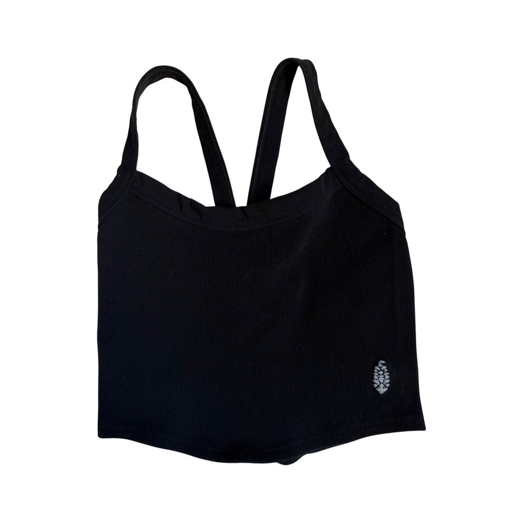 Free People Movement Cropped Ribbed Tank Top (Black) - M/L